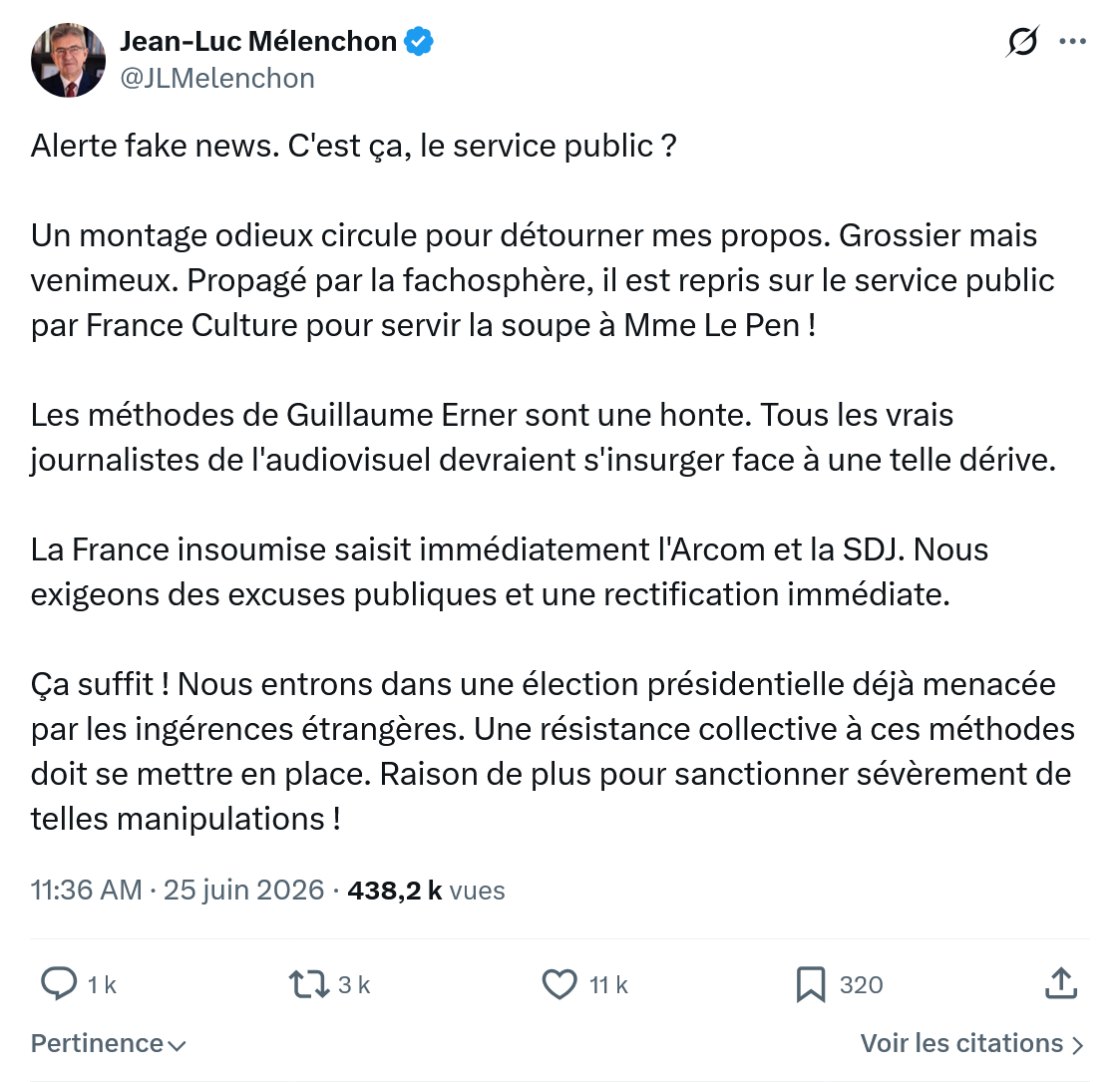 Jean-Luc Mélenchon: Alerte fake news. C'est ça, le...