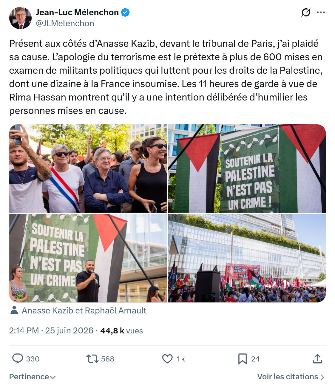 Jean-Luc Mélenchon: Présent aux côtés d’Anasse Kazib...