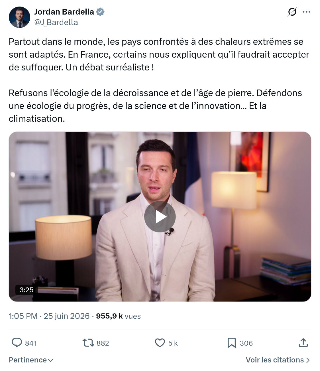 Jordan Bardella: Partout dans le monde, les pays...