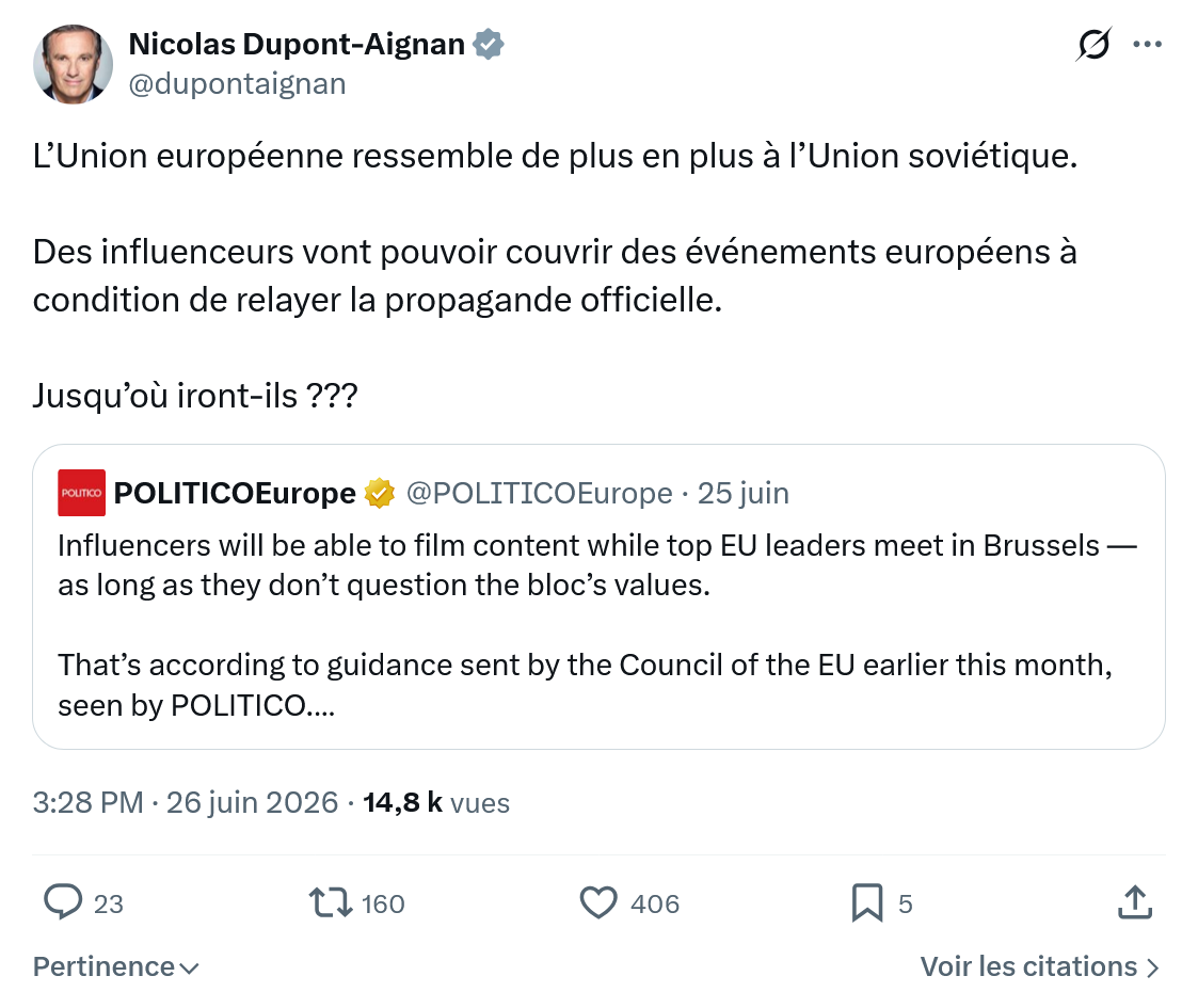 Nicolas Dupont-Aignan: L’Union européenne ressemble...