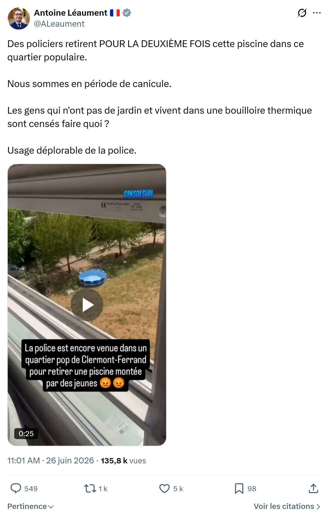 Antoine Léaument: Des policiers retirent POUR LA DEUXIÈME...