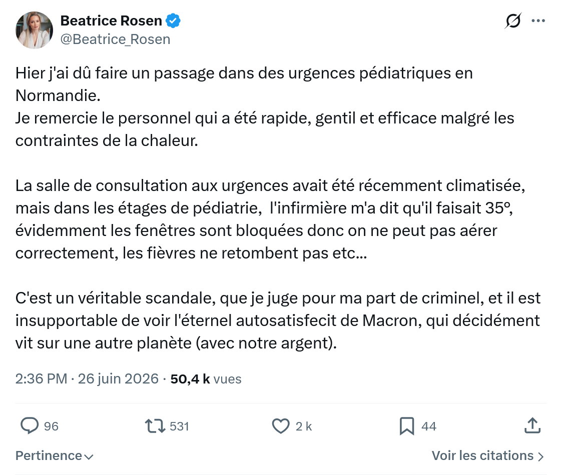 Béatrice Rosen: Hier j'ai dû faire un passage dans...