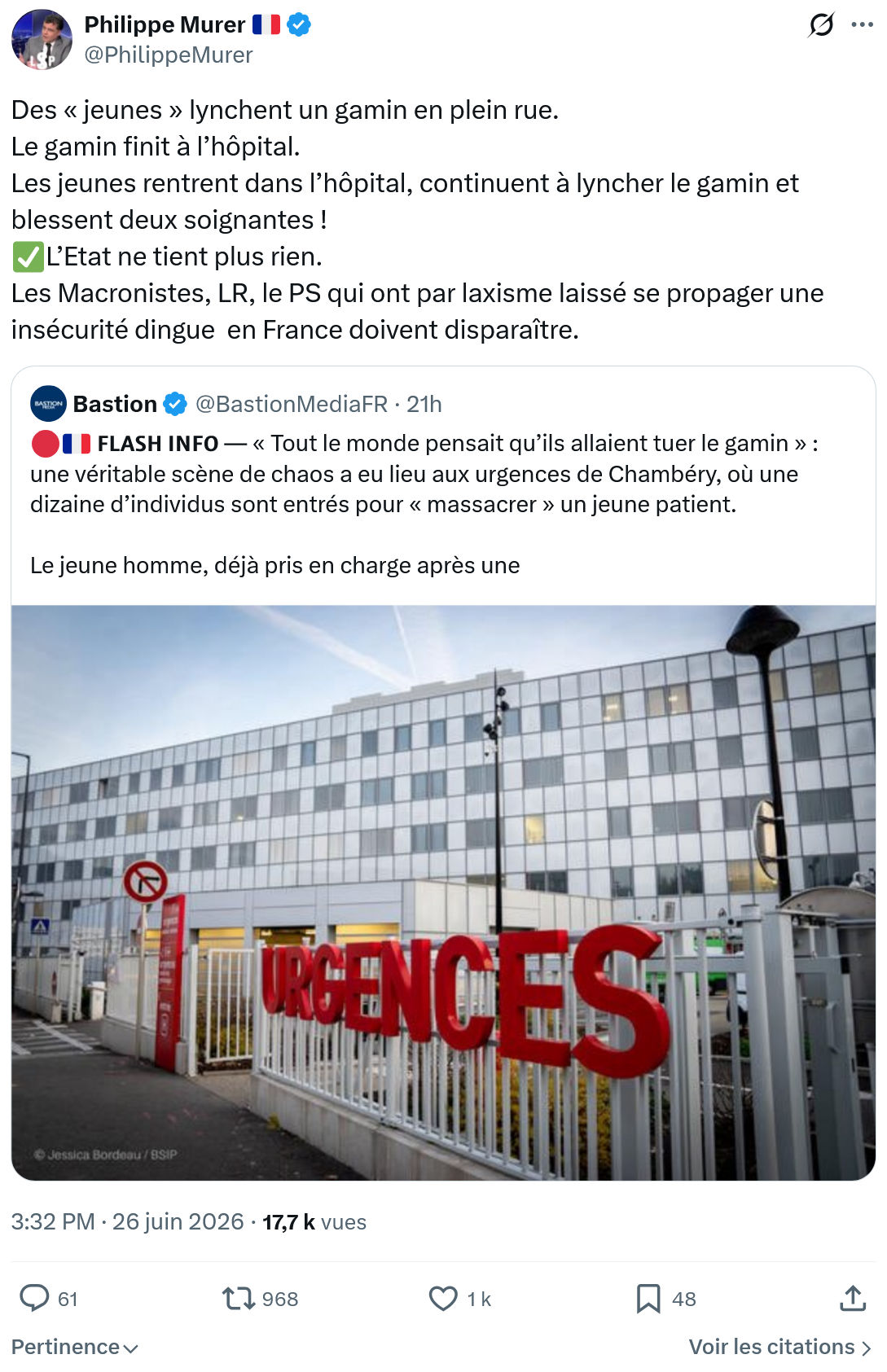 Philippe Murer: Des « jeunes » lynchent un gamin en plein...