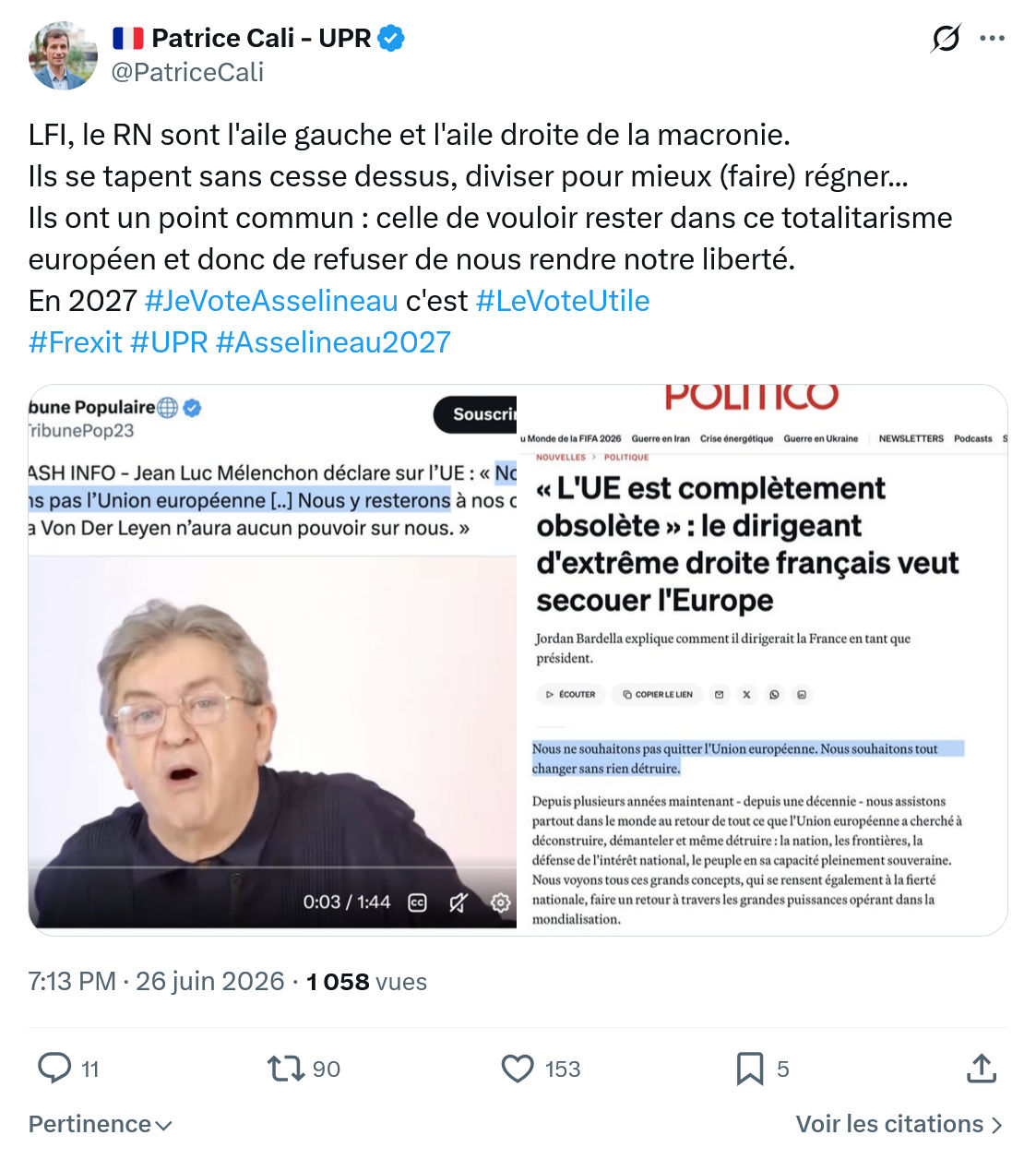 Patrice Cali: LFI, le RN sont l'aile gauche...