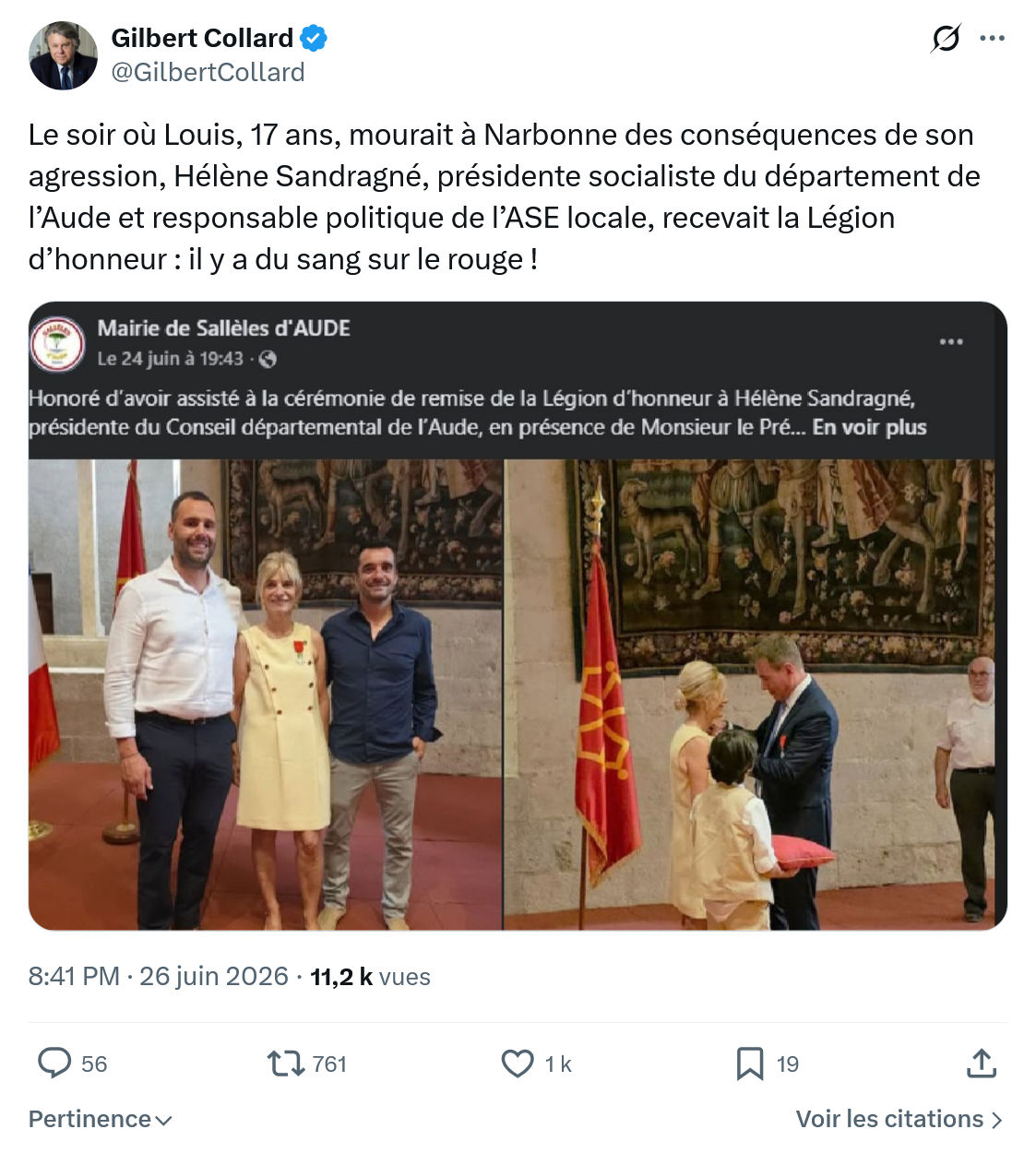 Gilbert Collard: Le soir où Louis, 17 ans, mourait à Narbonne...