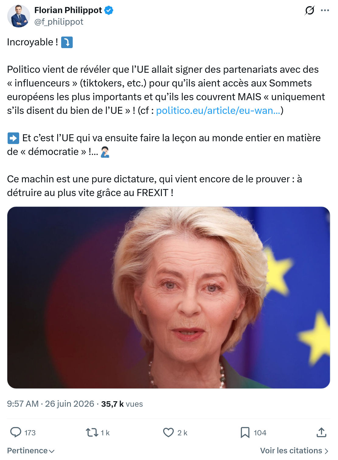 Florian Philippot: Et c’est l’UE qui va ensuite faire...