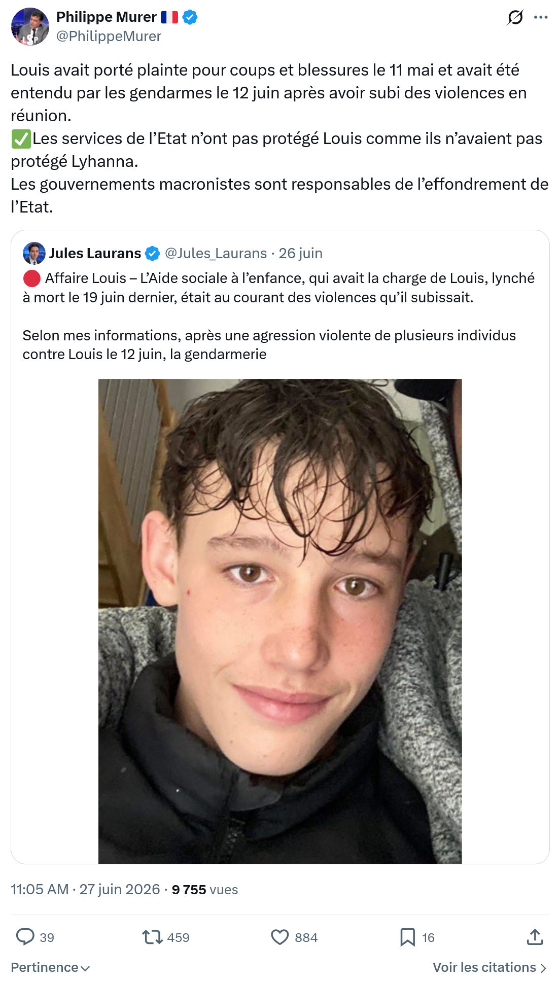Philippe Murer: Louis avait porté plainte pour...