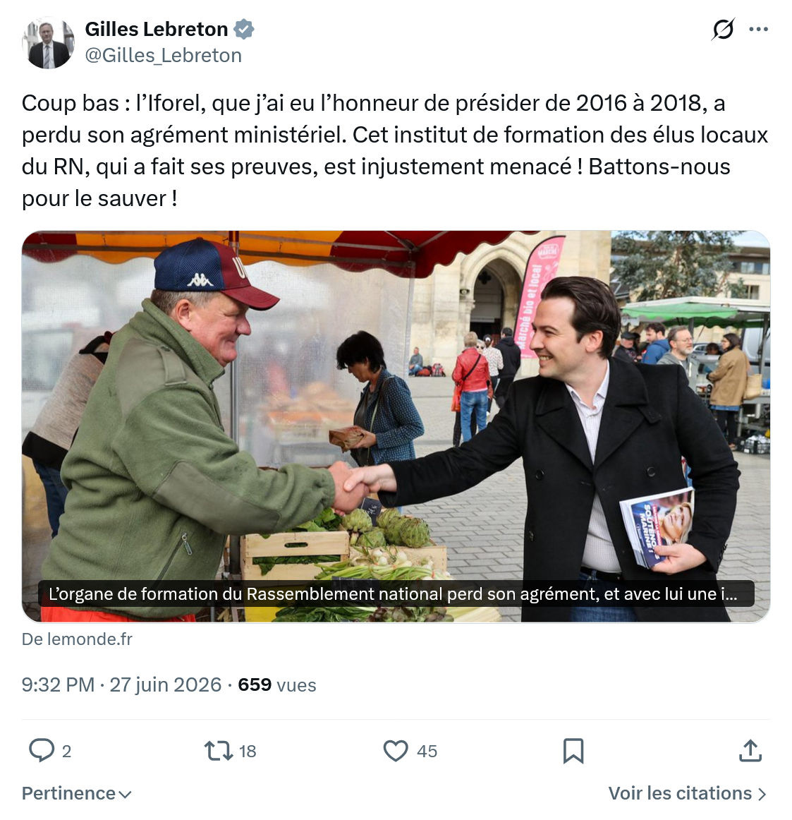 Gilles Lebreton: Coup bas : l’Iforel, que j’ai eu...