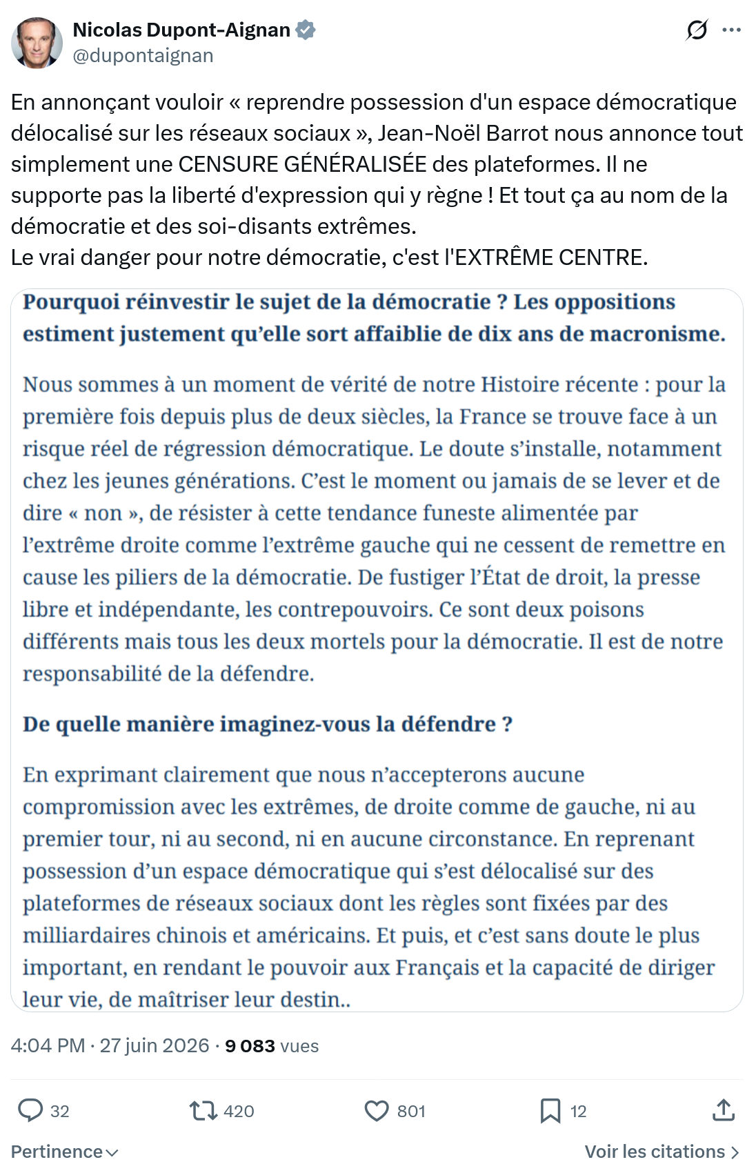 Nicolas Dupont-Aignan: En annonçant vouloir « reprendre possession...