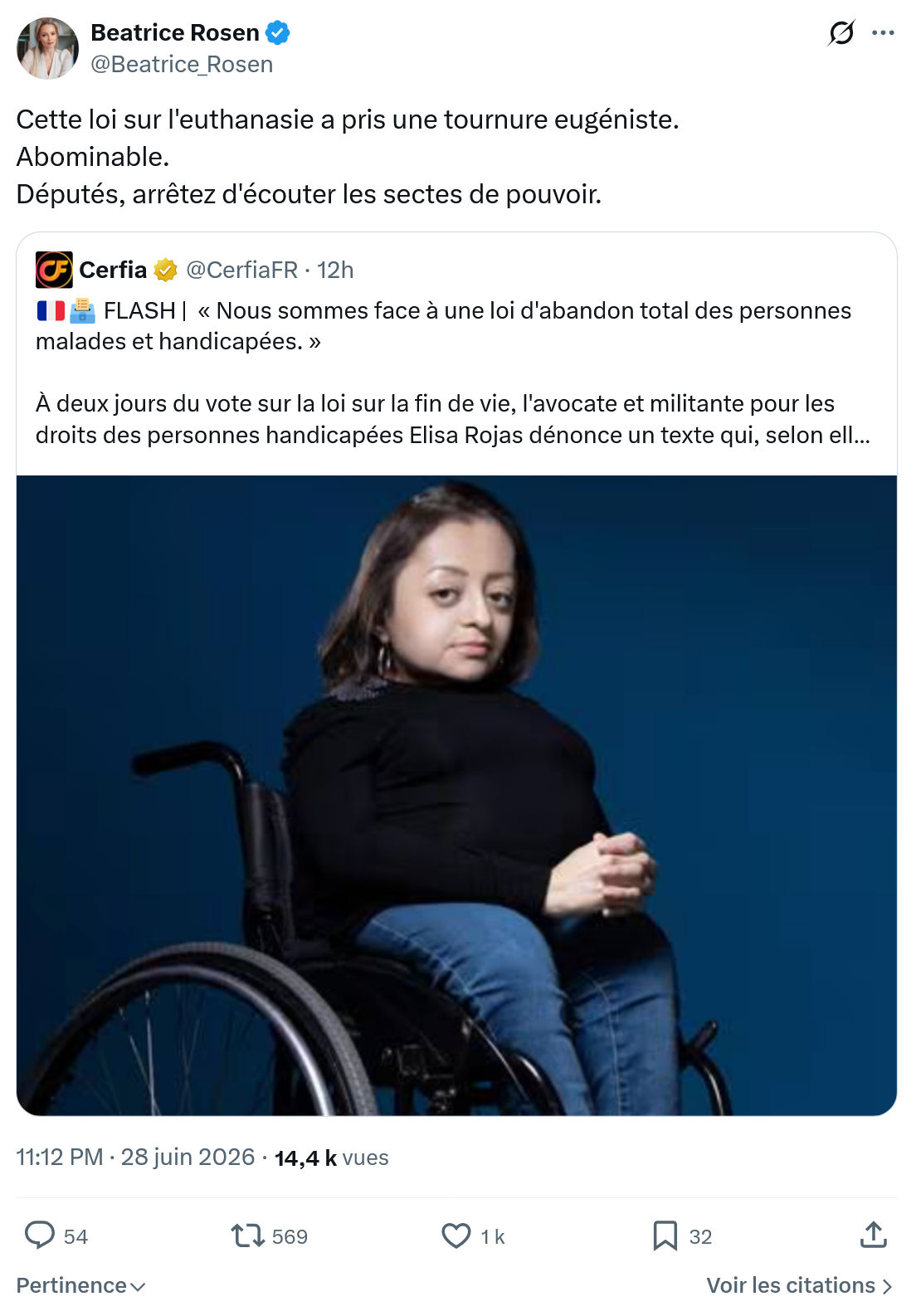 Béatrice Rosen: Cette loi sur l'euthanasie a pris...