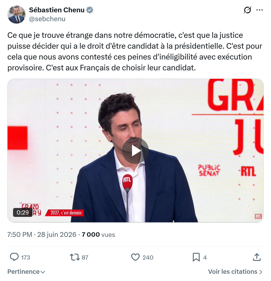 Sébastien Chenu: Ce que je trouve étrange dans notre démocratie...