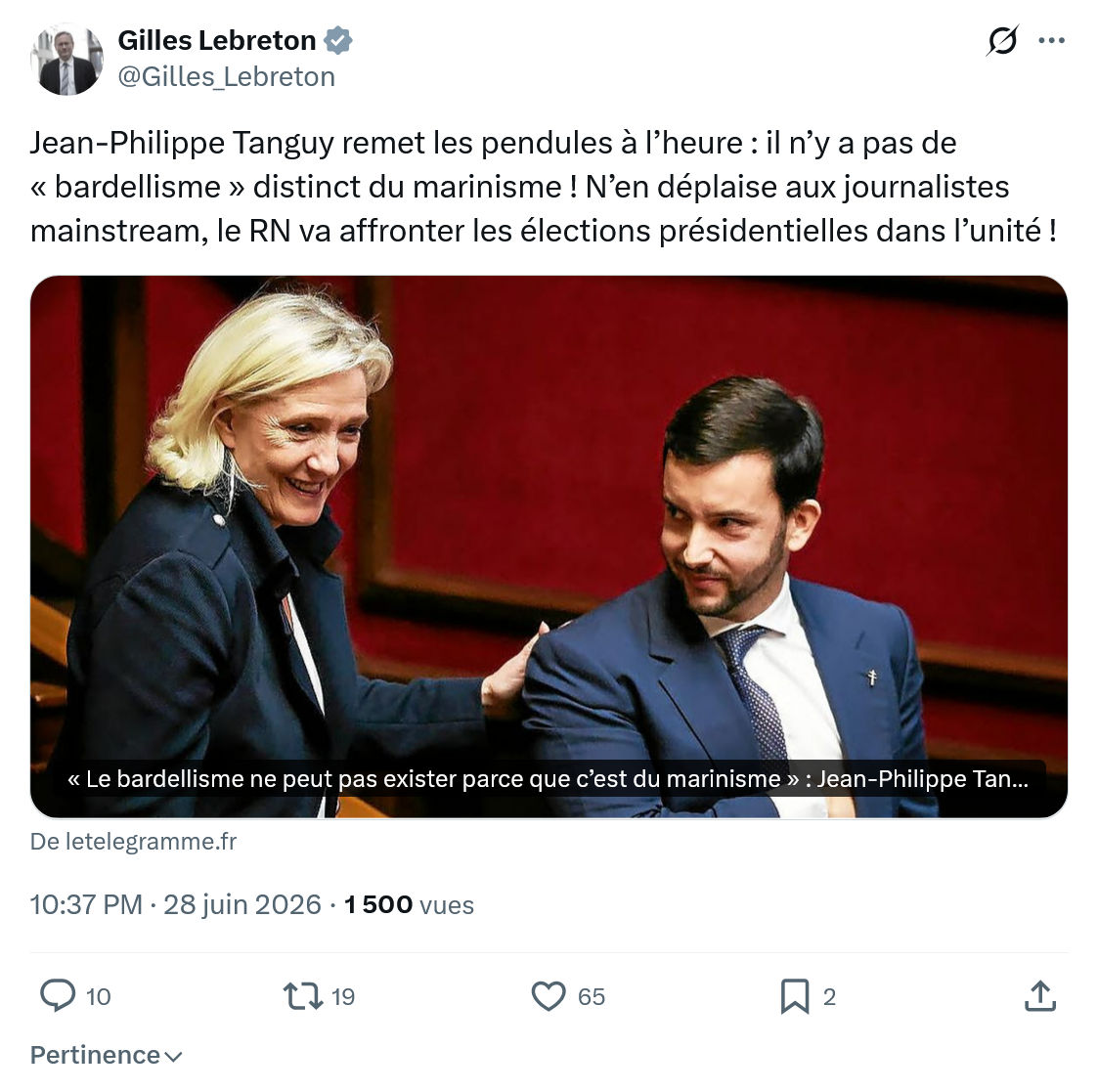 Gilles Lebreton: Jean-Philippe Tanguy remet les pendules...