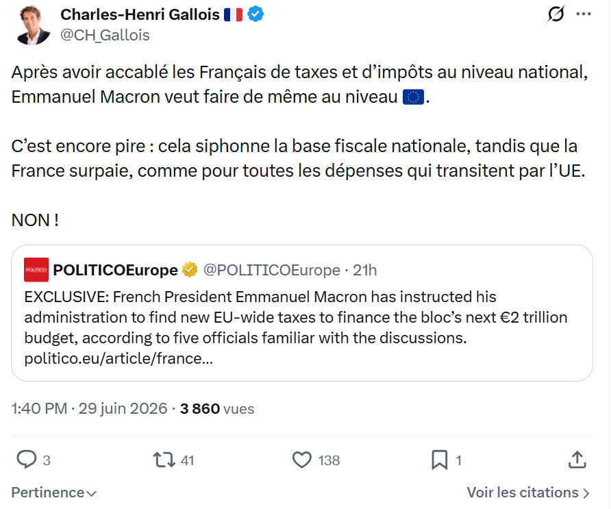 Charles-Henri Gallois: Après avoir accablé les Français de taxes...