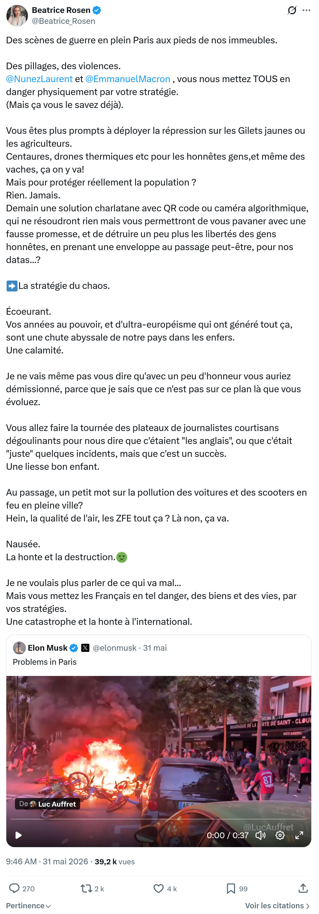 Béatrice Rosen: Des scènes de guerre en plein Paris…