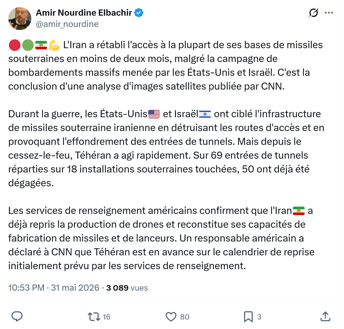 Amir Nourdine Elbachir:  L'Iran a rétabli l'accès à la plupart…