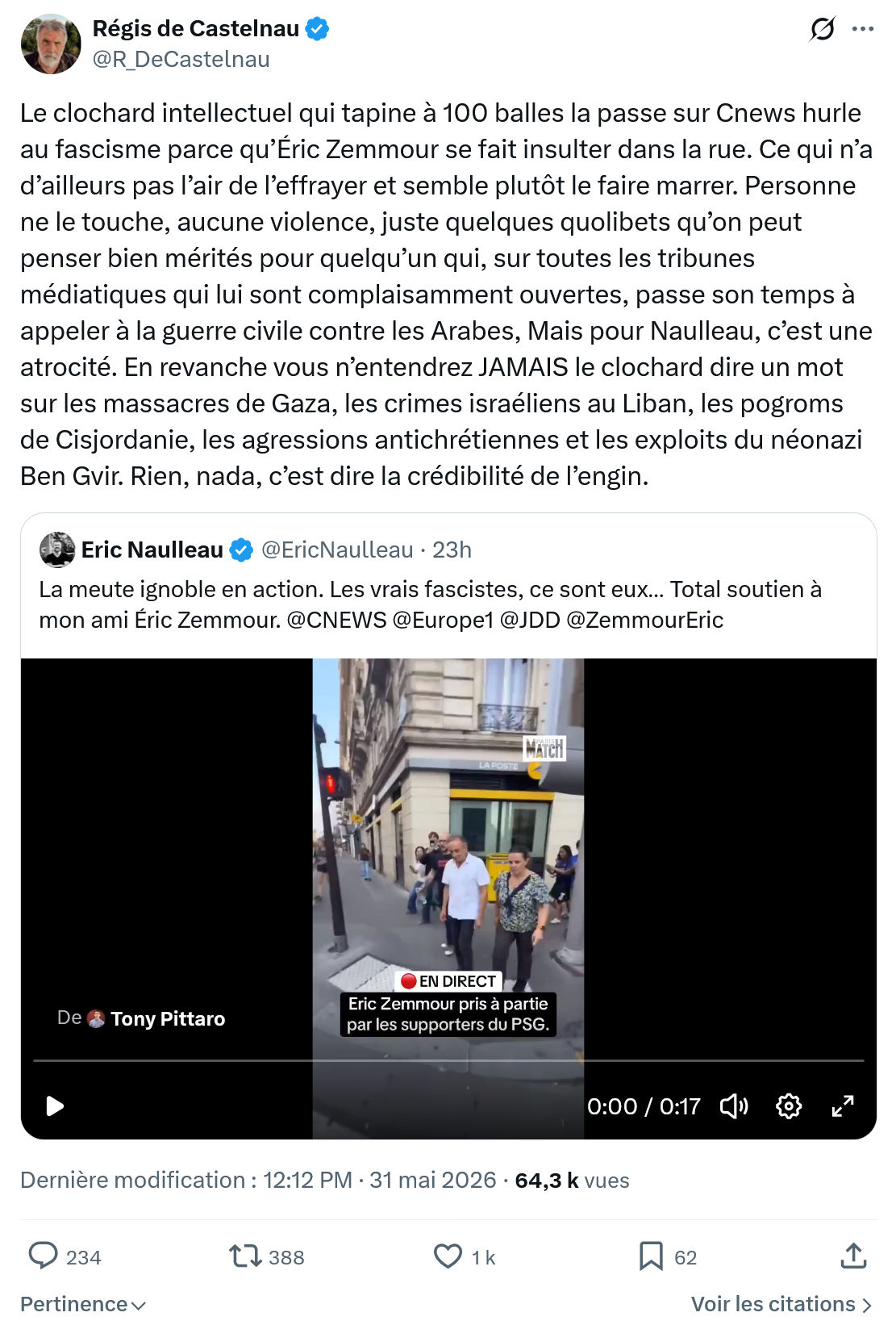 Régis de Castelnau: Le clochard intellectuel qui tapine…