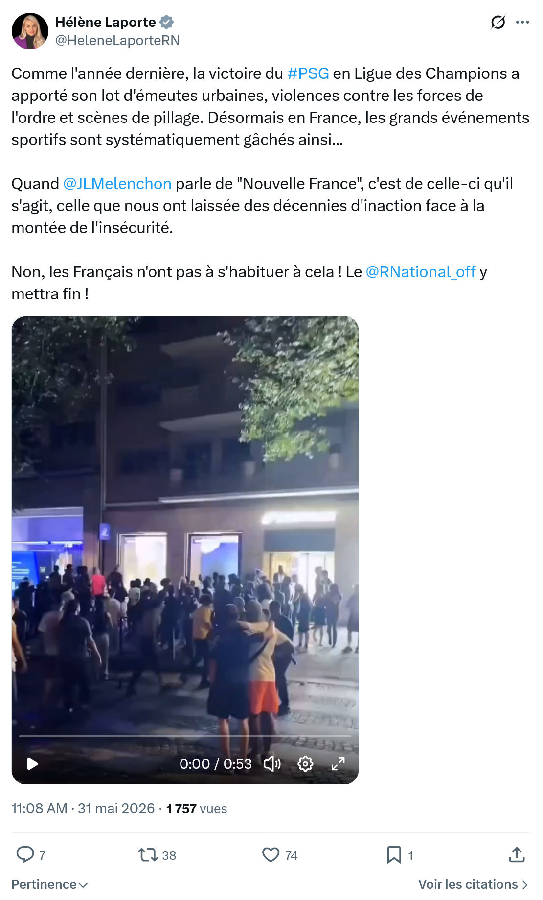 Hélène Laporte: Comme l'année dernière…