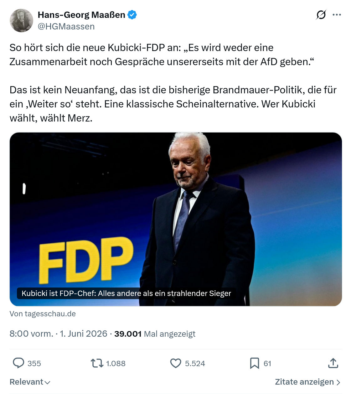 Hans-Georg Maaßen: So hört sich die neue Kubicki-FDP an…