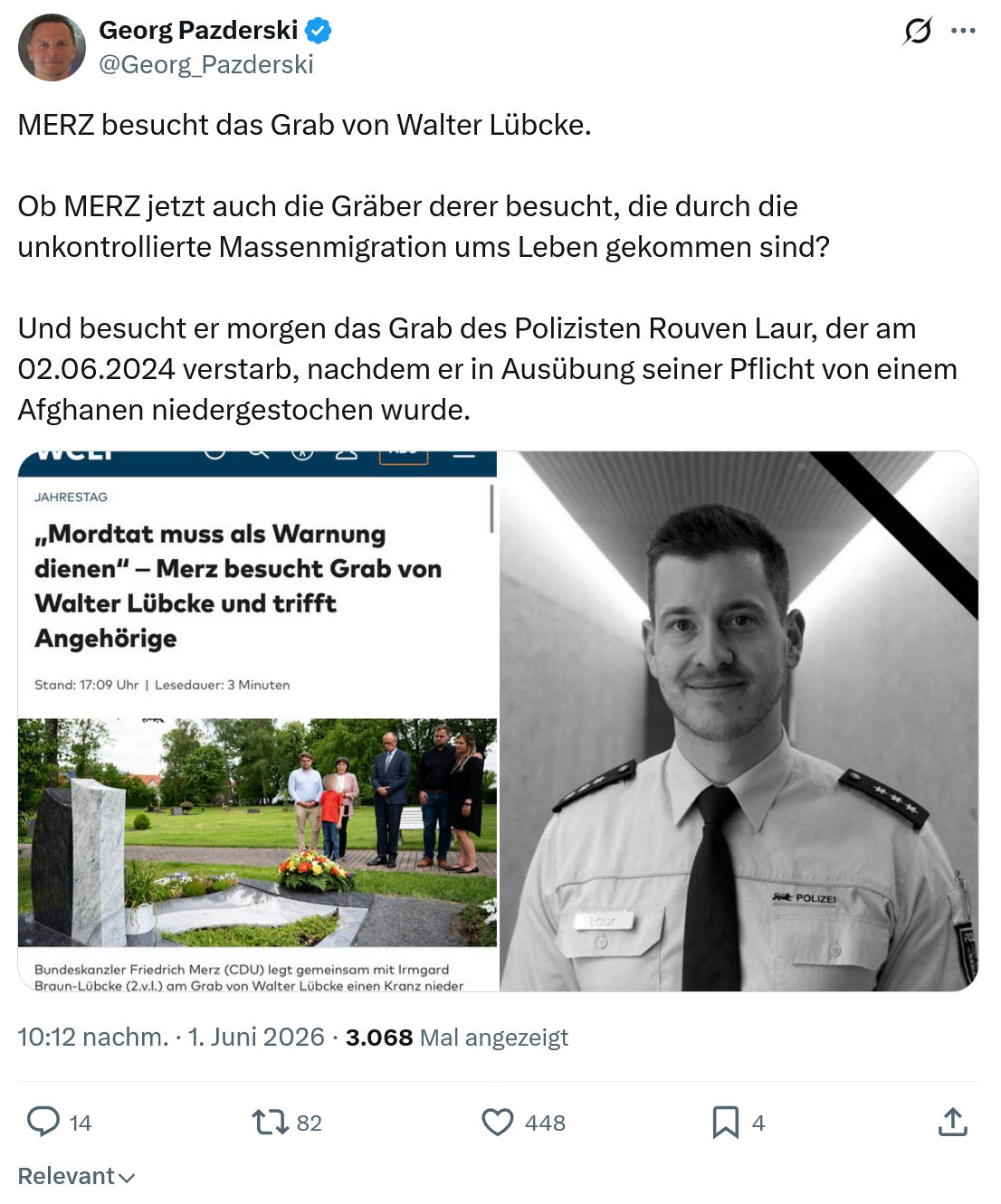 Georg Pazderski: MERZ besucht das Grab…
