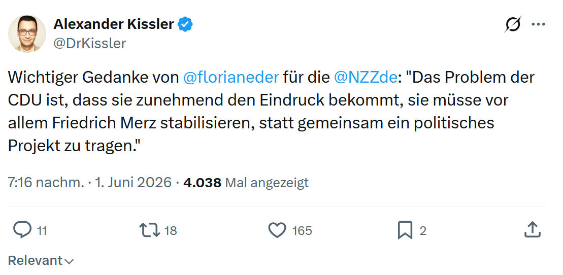 Alexander Kissler: Wichtiger Gedanke von @florianeder…