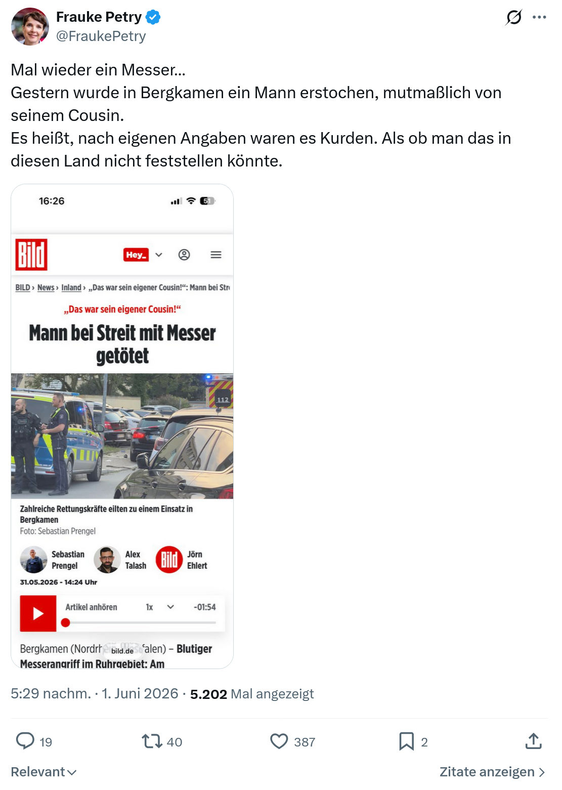 Frauke Petry: Mal wieder ein Messer…