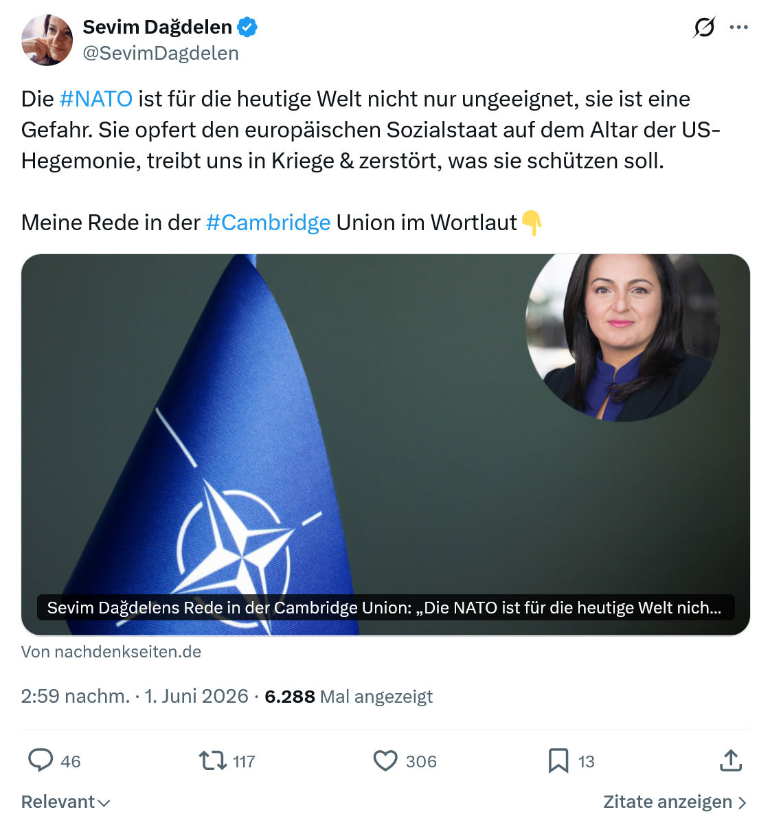Sevim Dagdelen: Die #NATO ist für die heutige Welt…