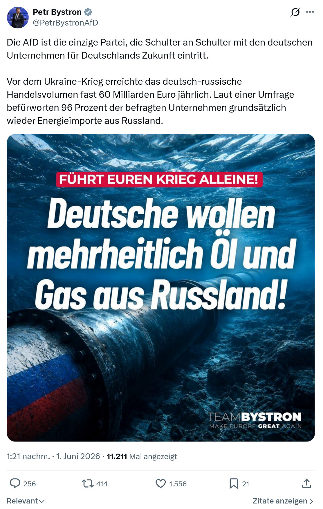 Petr Bystron: Die AfD ist die einzige Partei…