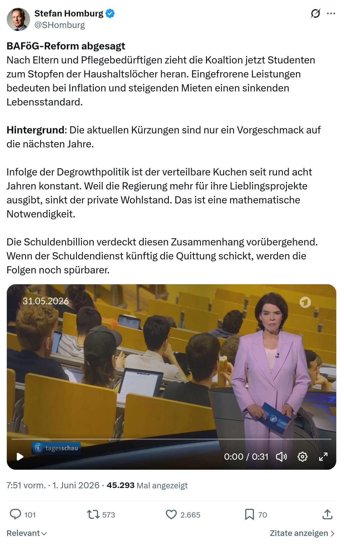 Stefan Homburg: BAFöG-Reform abgesagt…