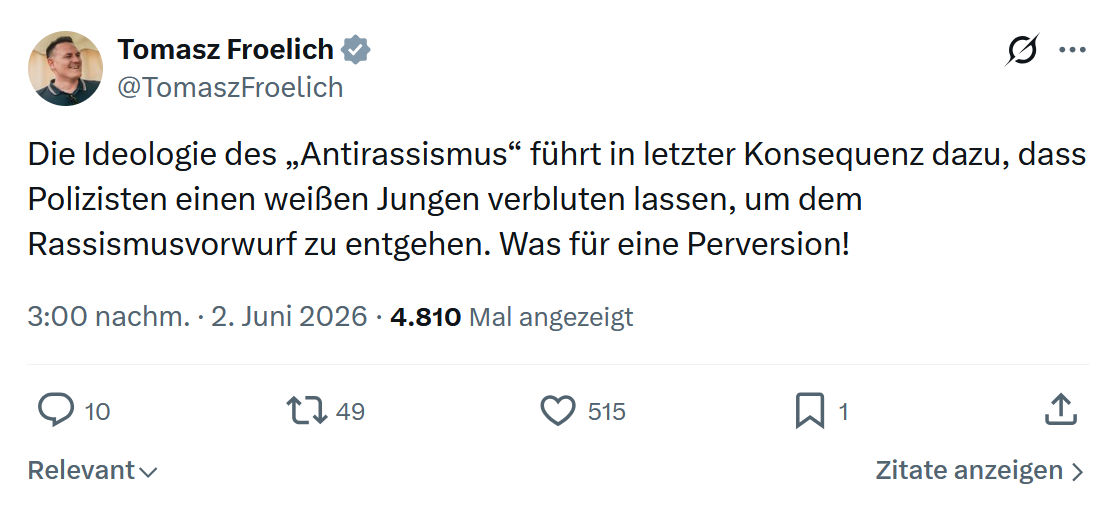 Tomasz Froelich: Die Ideologie des „Antirassismus“…