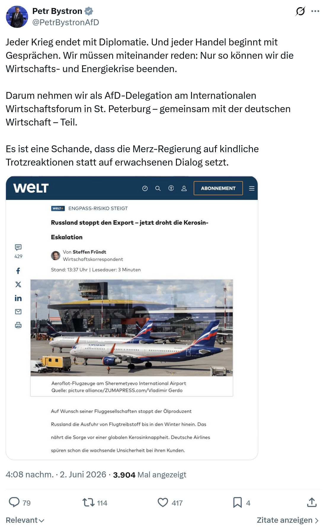 Petr Bystron: Jeder Krieg endet mit Diplomatie…