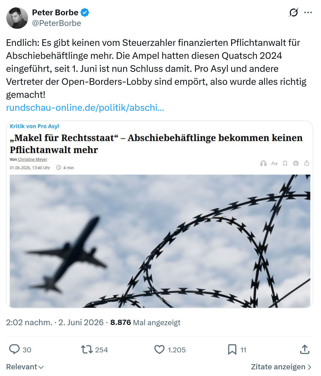 Peter Borbe: Endlich: Es gibt keinen vom Steuerzahler…