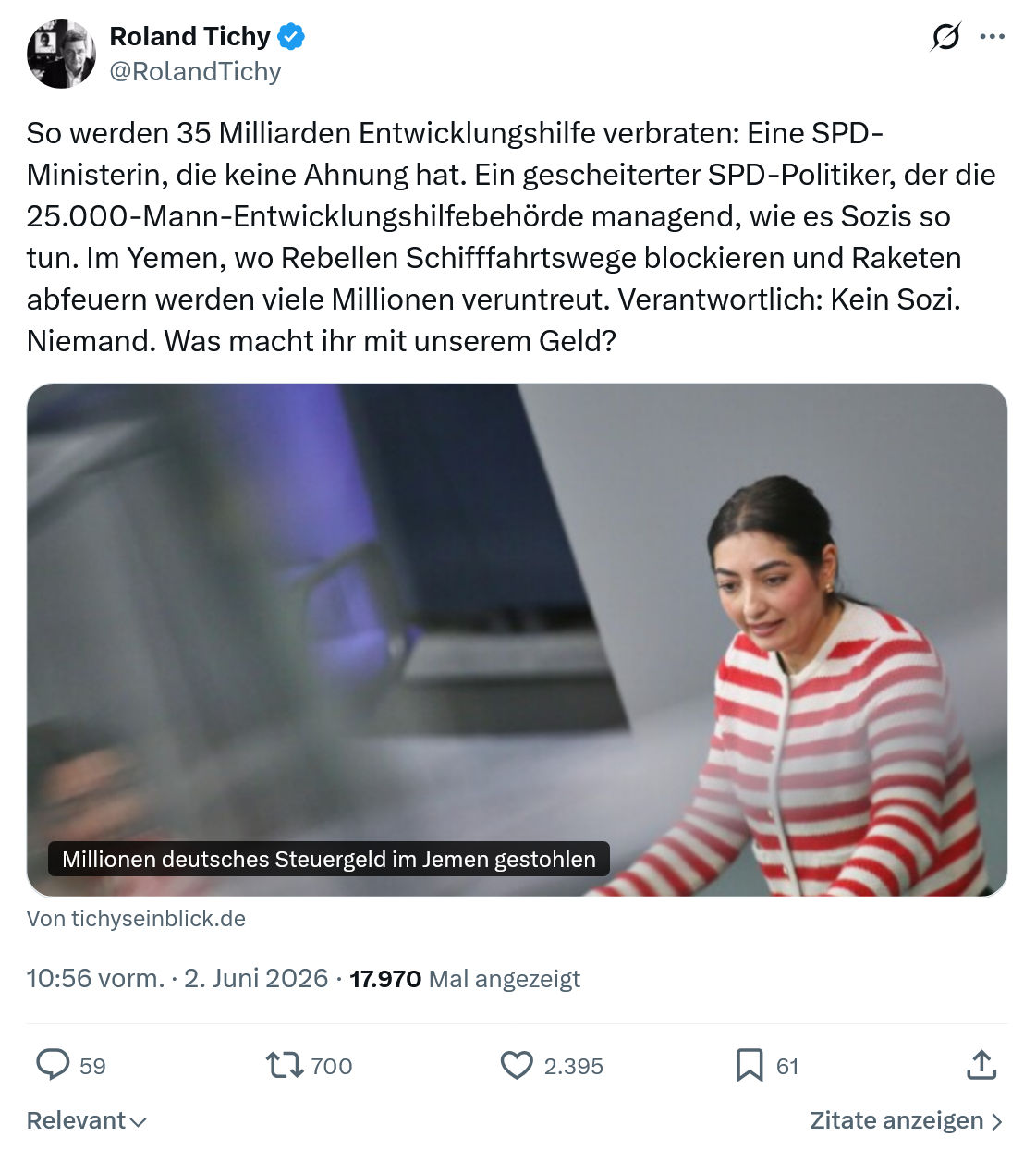 Roland Tichy: So werden 35 Milliarden Entwicklungshilfe verbraten…