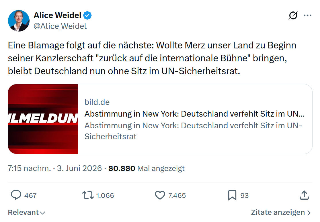 Alice Weidel: Eine Blamage folgt auf die nächste…