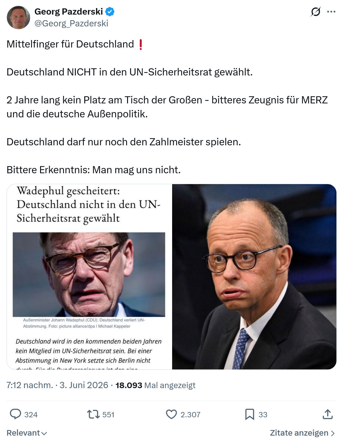 Georg Pazderski: Mittelfinger für Deutschland…