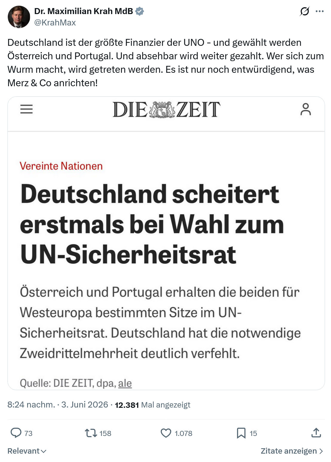 Maximilian Krah: Deutschland ist der größte Finanzier der UNO…