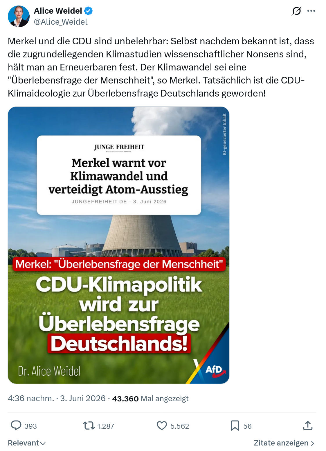 Alice Weidel: Merkel und die CDU sind unbelehrbar…