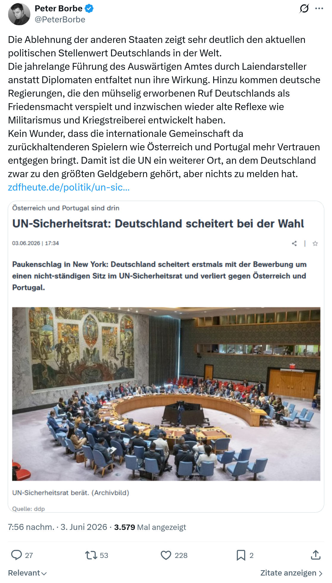 Peter Borbe: Die Ablehnung der anderen Staaten…