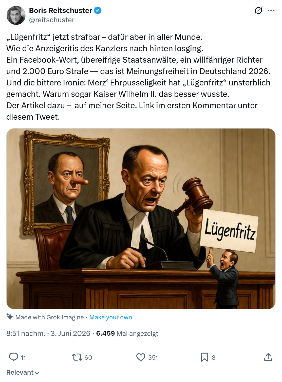 Boris Reitschuster: „Lügenfritz“ jetzt strafbar…