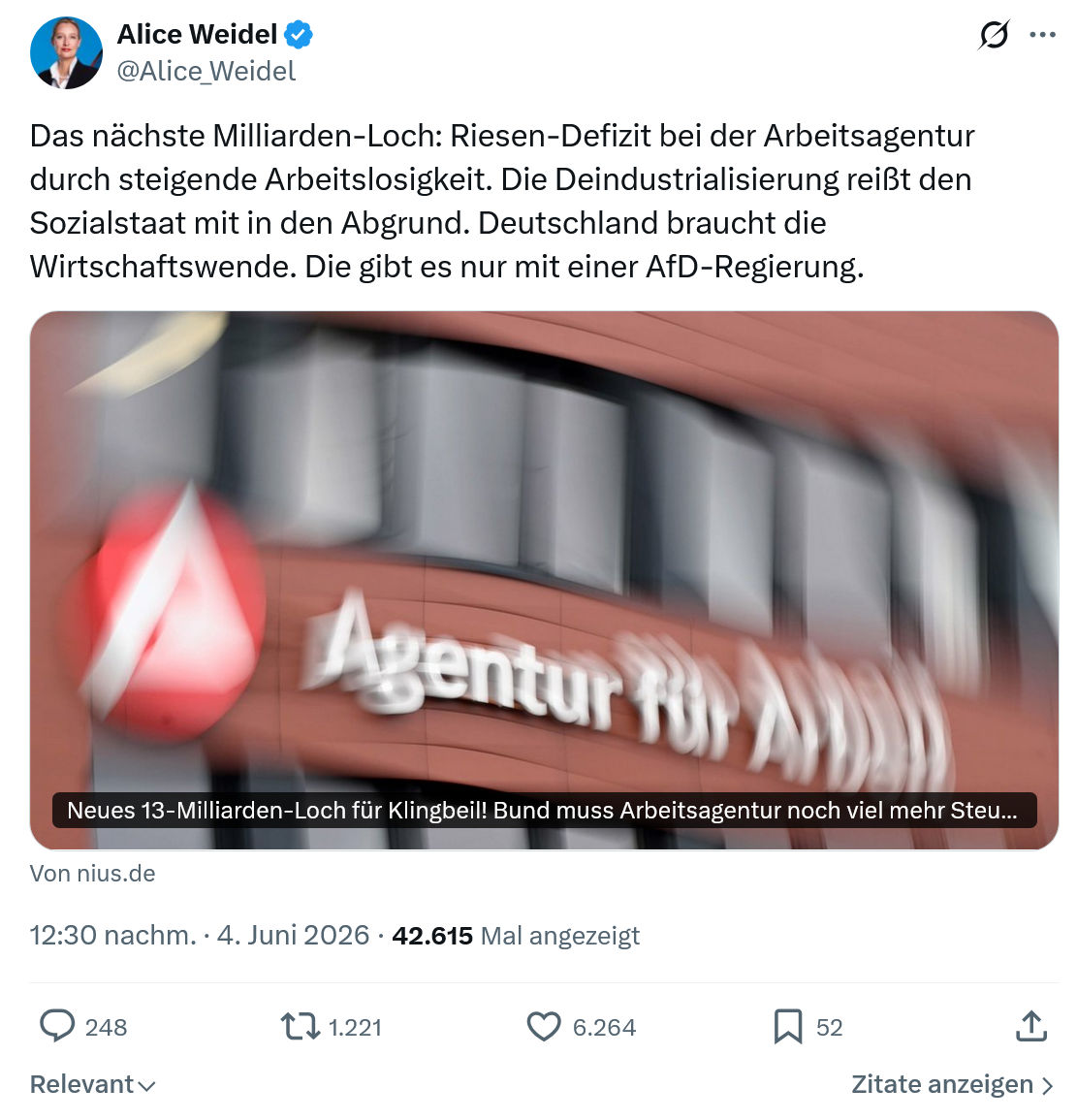 Alice Weidel: Das nächste Milliarden-Loch...
