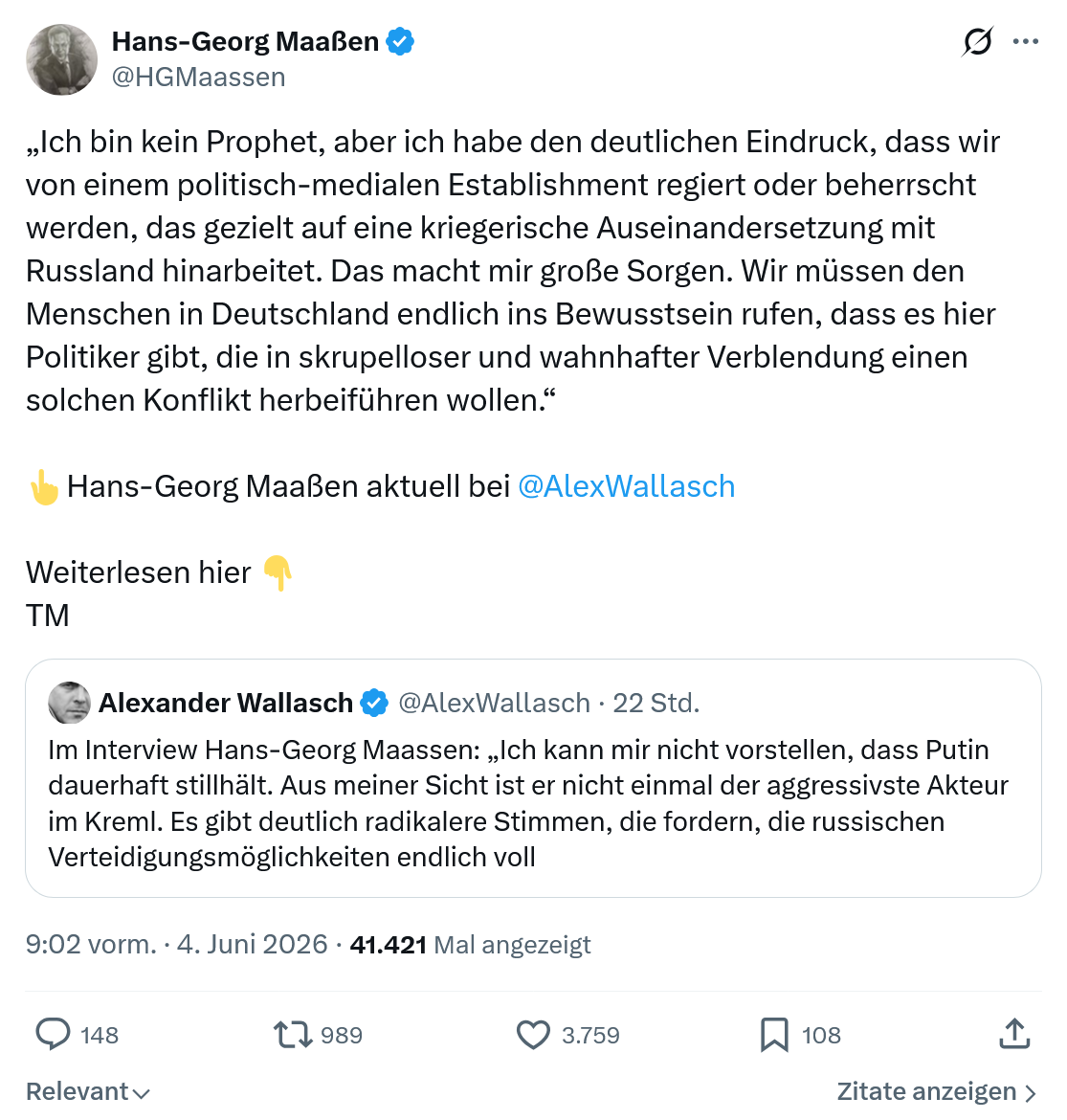 Hans-Georg Maaßen: Ich bin kein Prophet…