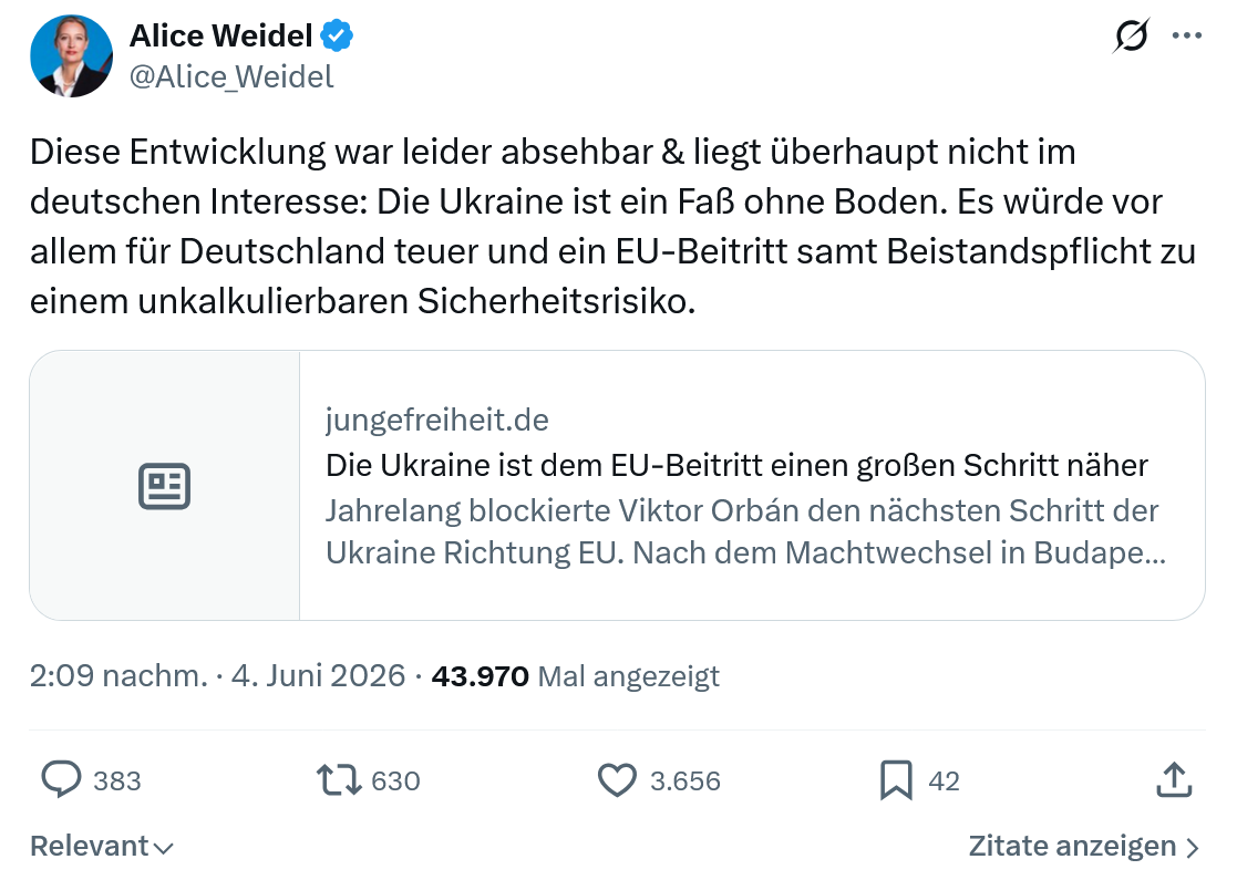 Alice Weidel: Diese Entwicklung war leider...