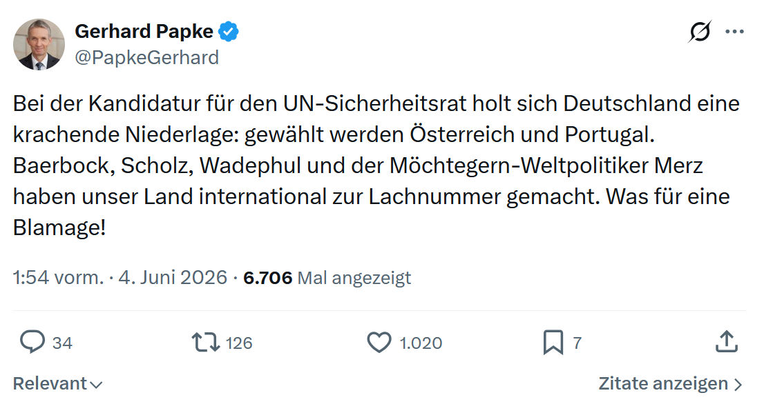 Gerhard Papke: Bei der Kandidatur für den UN-Sicherheitsrat…