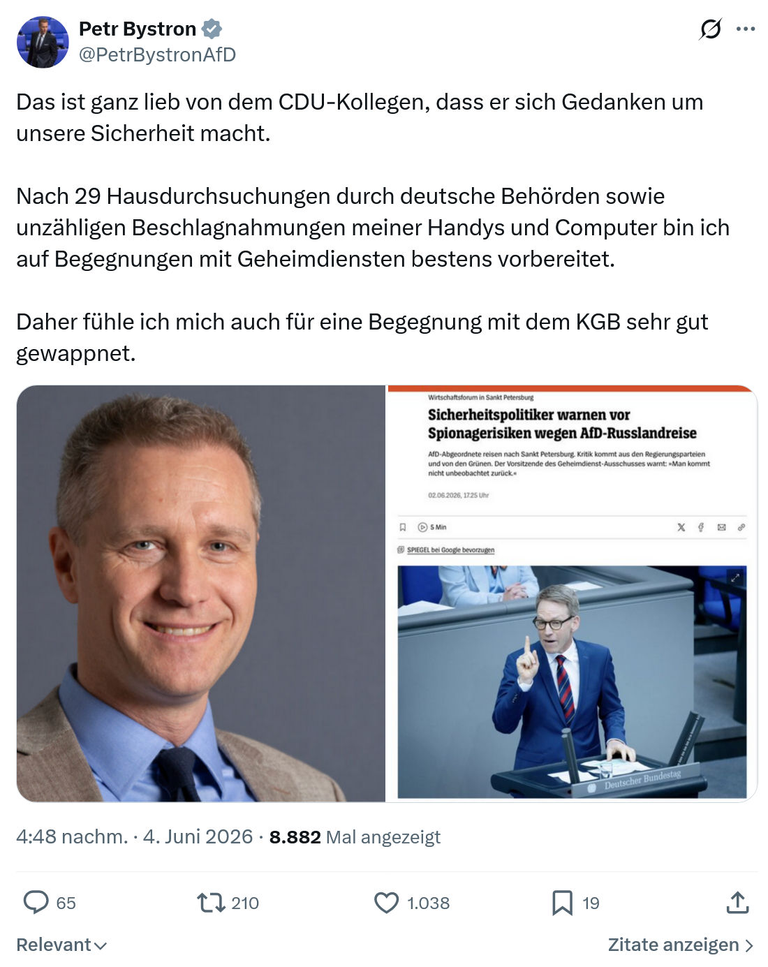 Petr Bystron: Das ist ganz lieb von dem CDU-Kollegen…