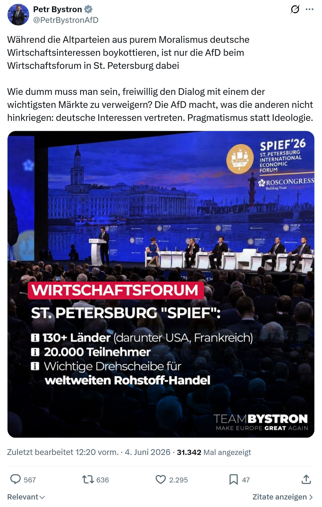 Petr Bystron: Während die Altparteien aus purem Moralismus…