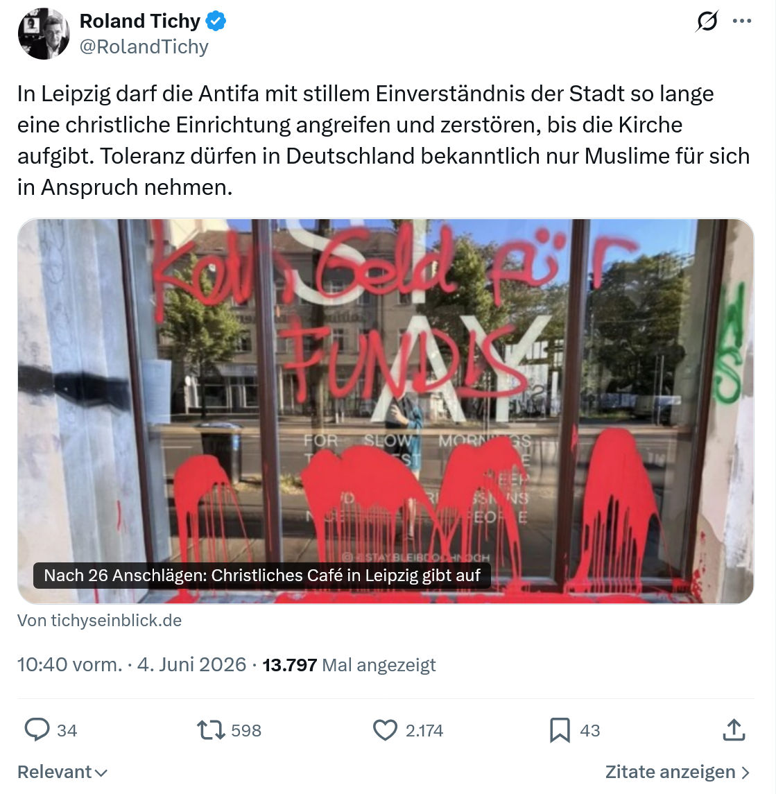 Roland Tichy: In Leipzig darf die Antifa mit stillem…