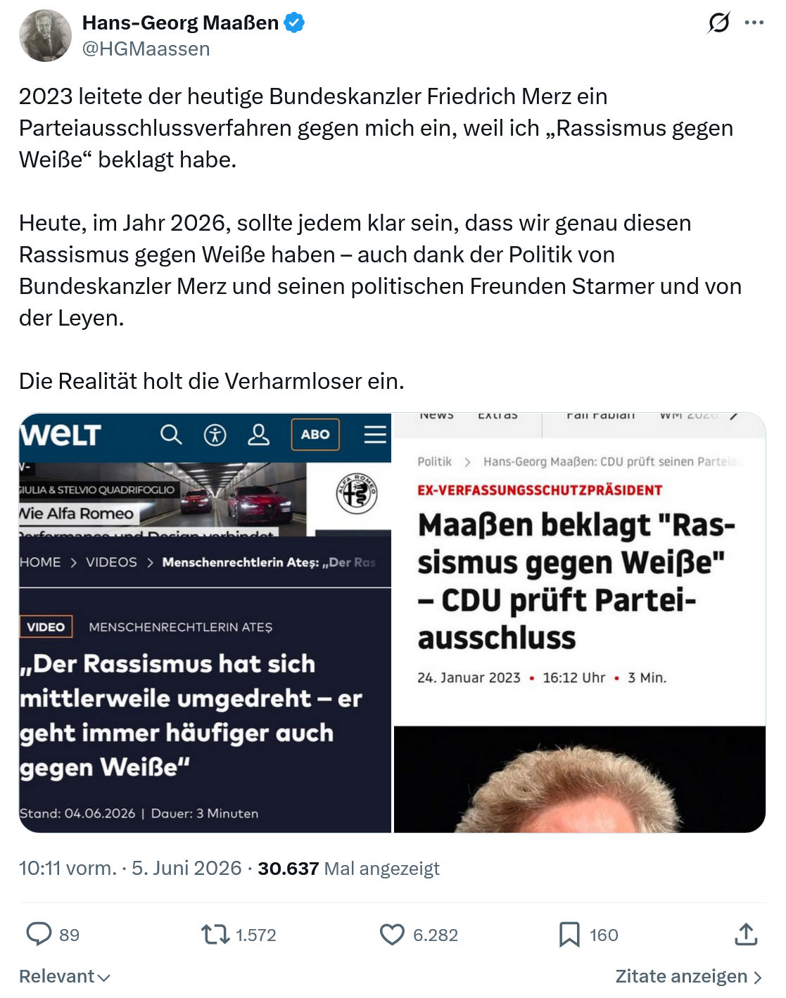 Hans-Georg Maaßen: 2023 leitete der heutige Bundeskanzler…
