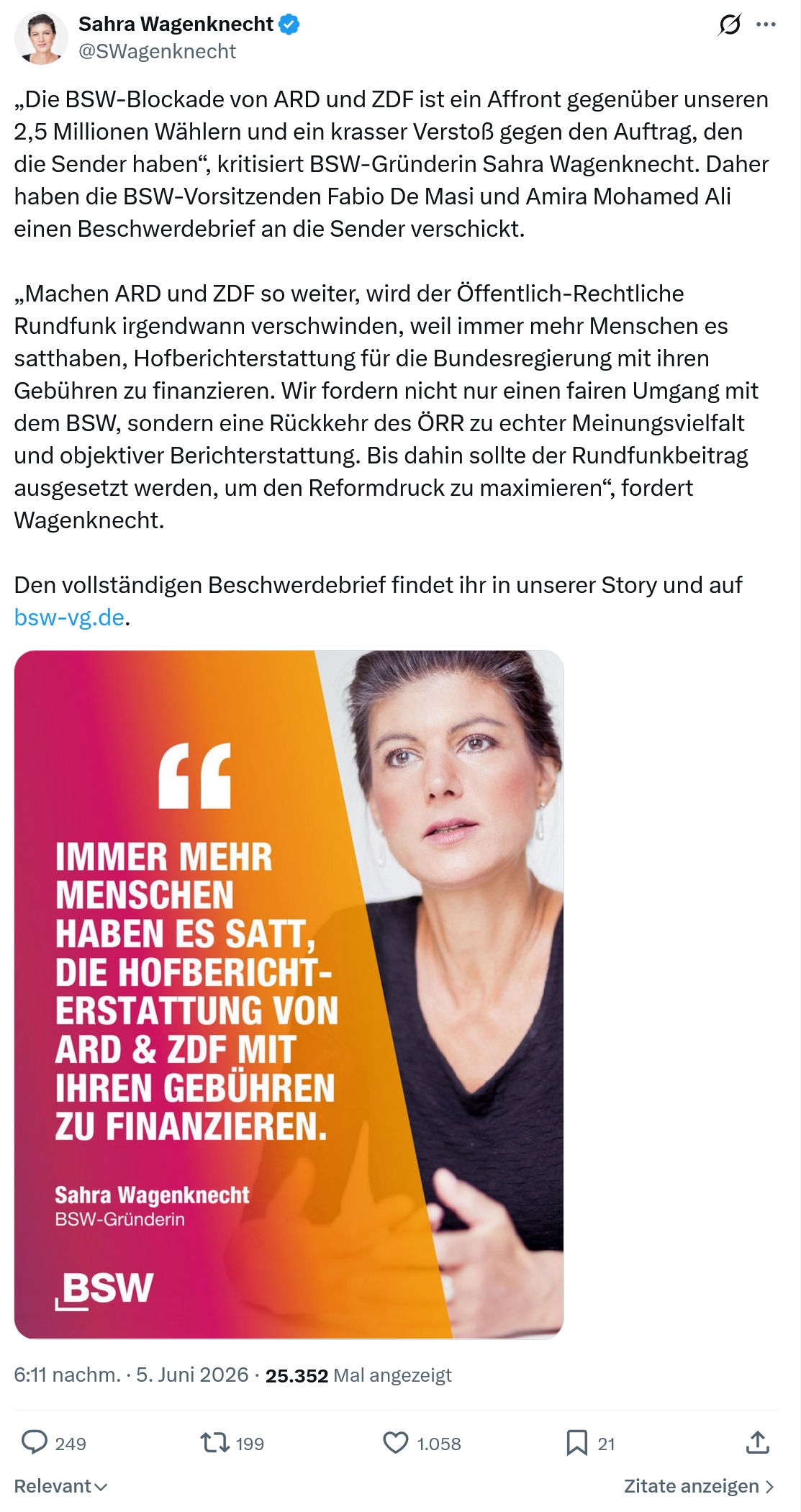 Sahra Wagenknecht: Die BSW-Blockade von ARD und ZDF…