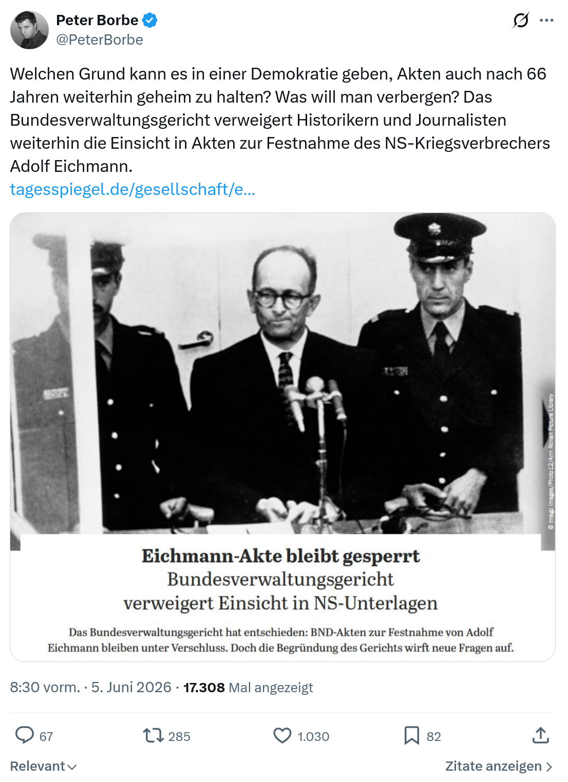 Peter Borbe: Welchen Grund kann es in einer Demokratie geben…