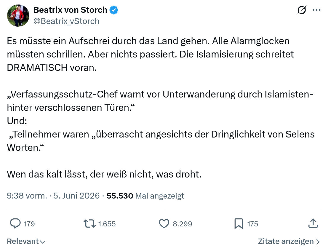 Beatrix von Storch: Es müsste ein Aufschrei durch…