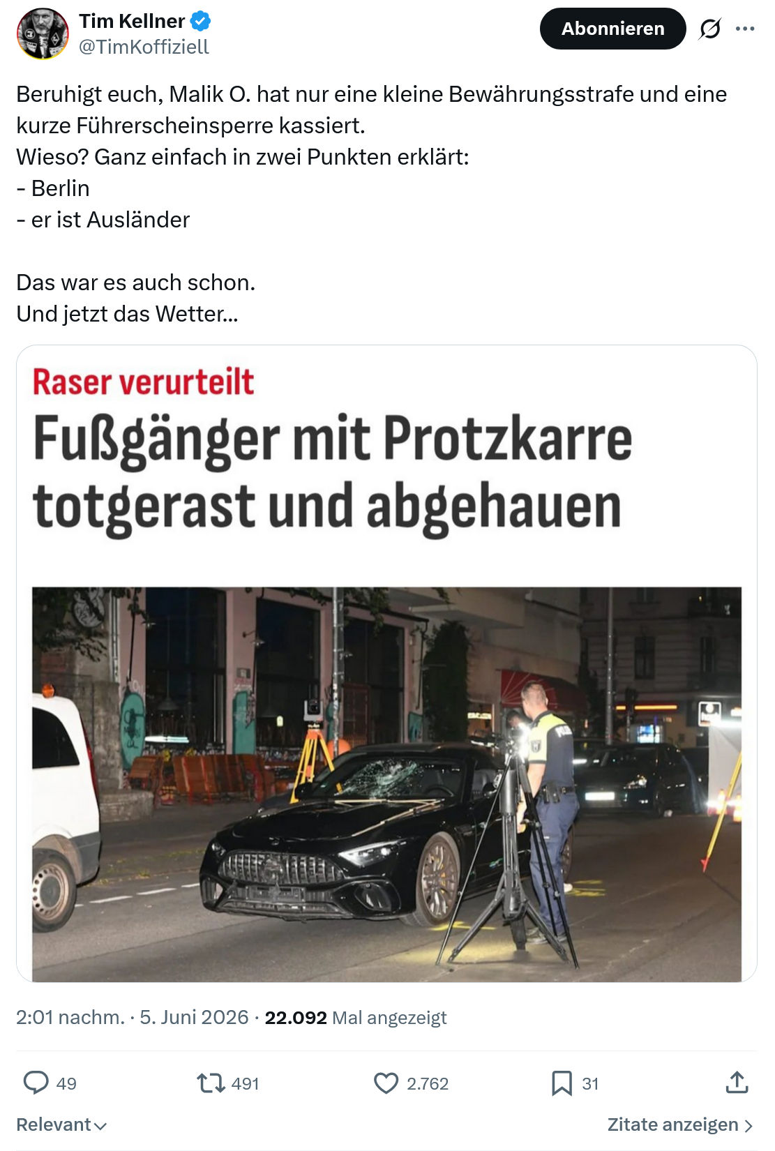 Tim Kellner: Beruhigt euch, Malik O…